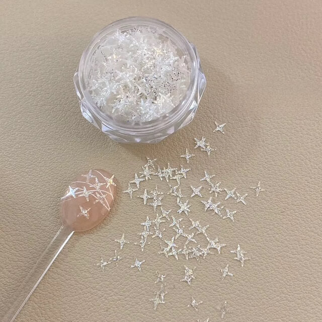 Nail Charm Glitter Cross Star Sequins White #6842 Premier Nail Supply