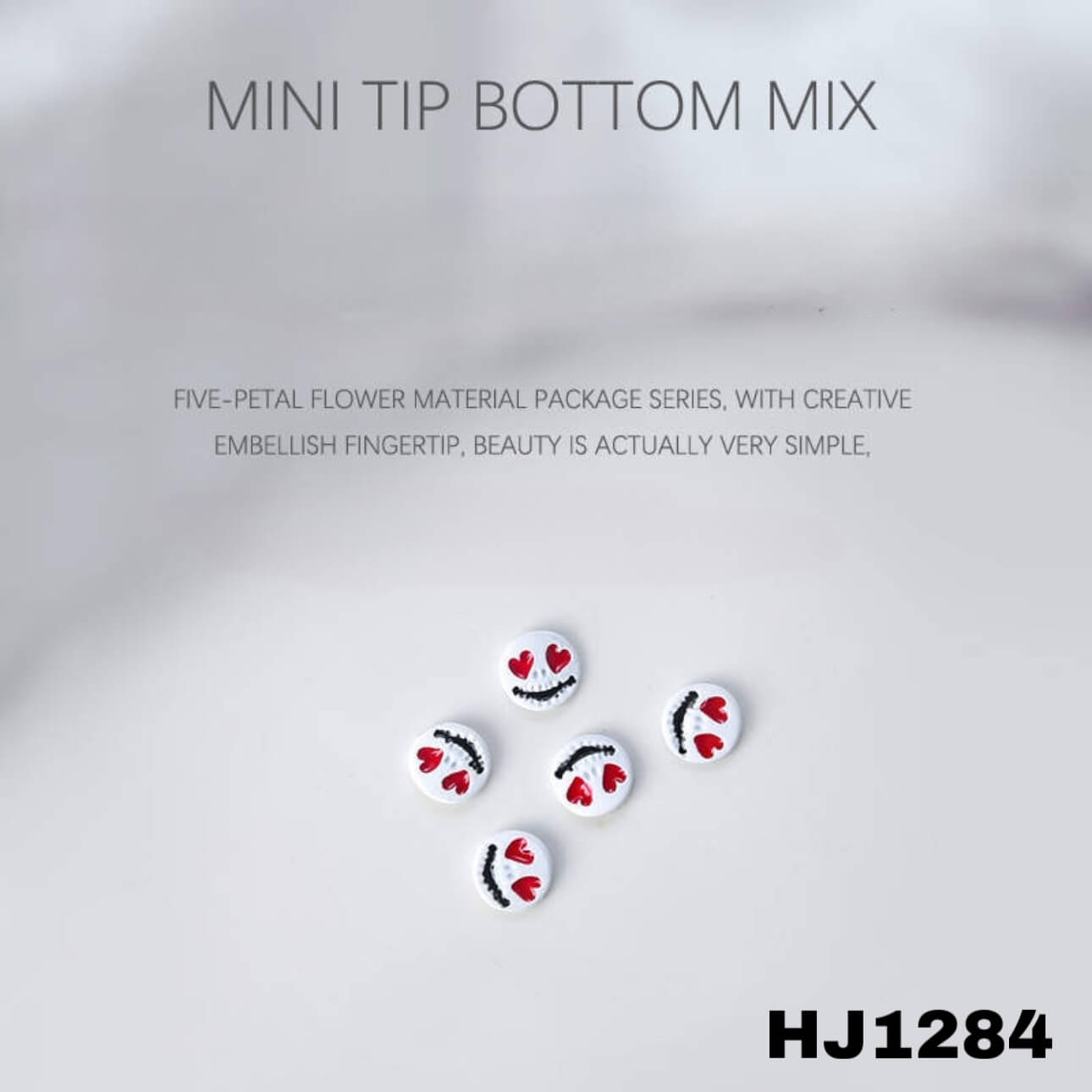 Nail Charm Halloween Skull Happy Face White 10pcs/Bag
