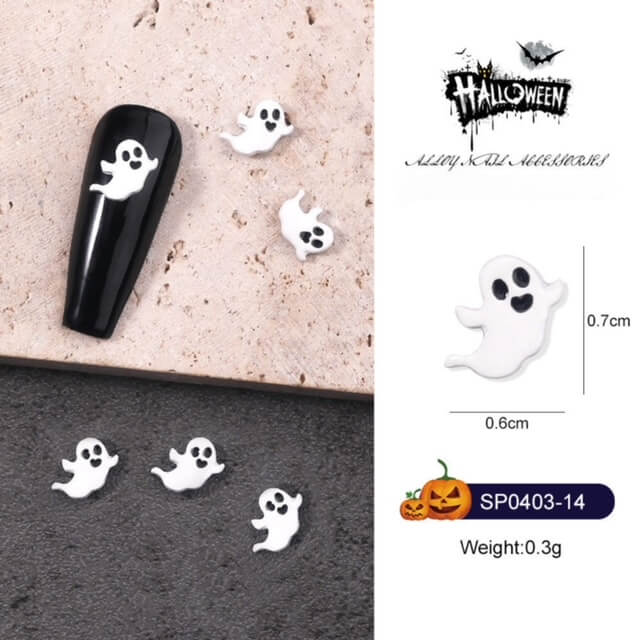 Nail Charm Halloween Ghost White 10pcs/Bag