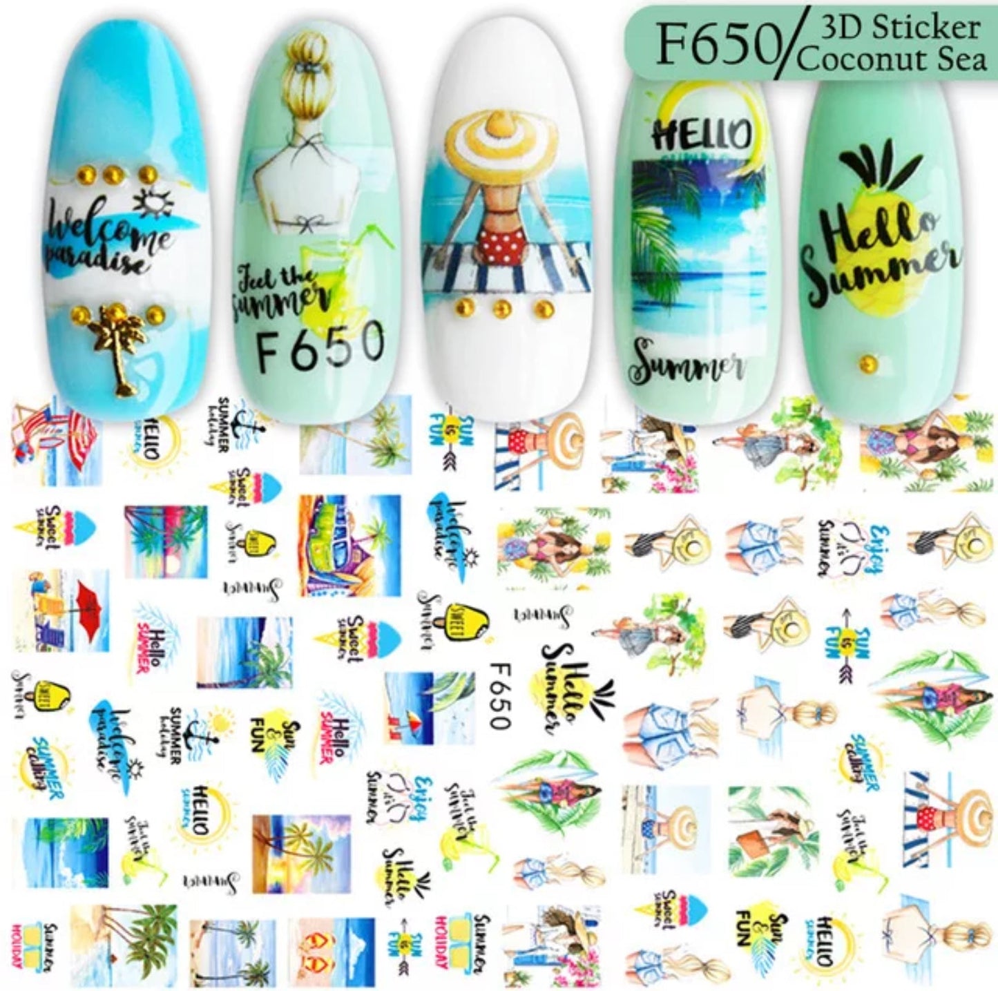 Nail Sticker Hello Summer F650 Premier Nail Supply