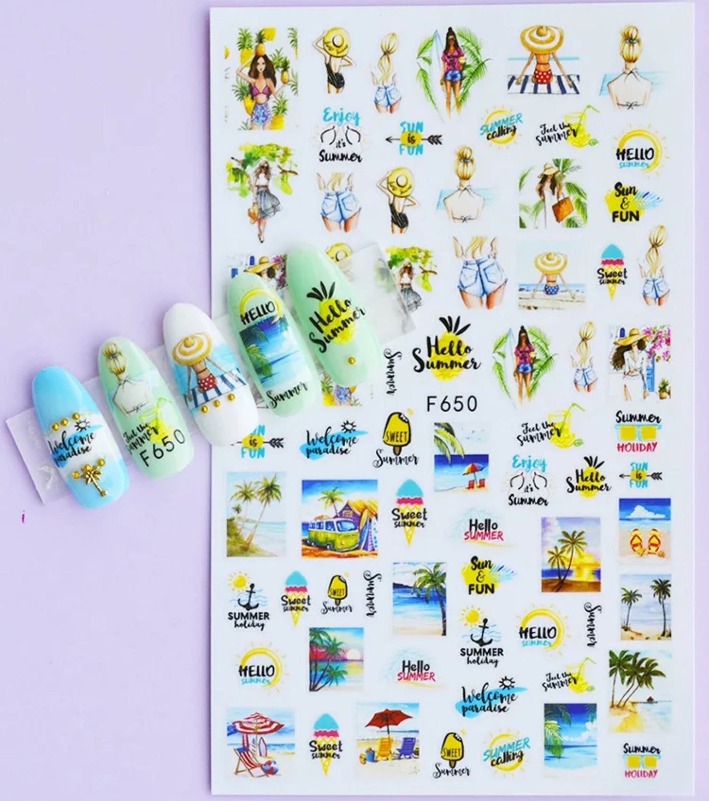 Nail Sticker Hello Summer F650 Premier Nail Supply