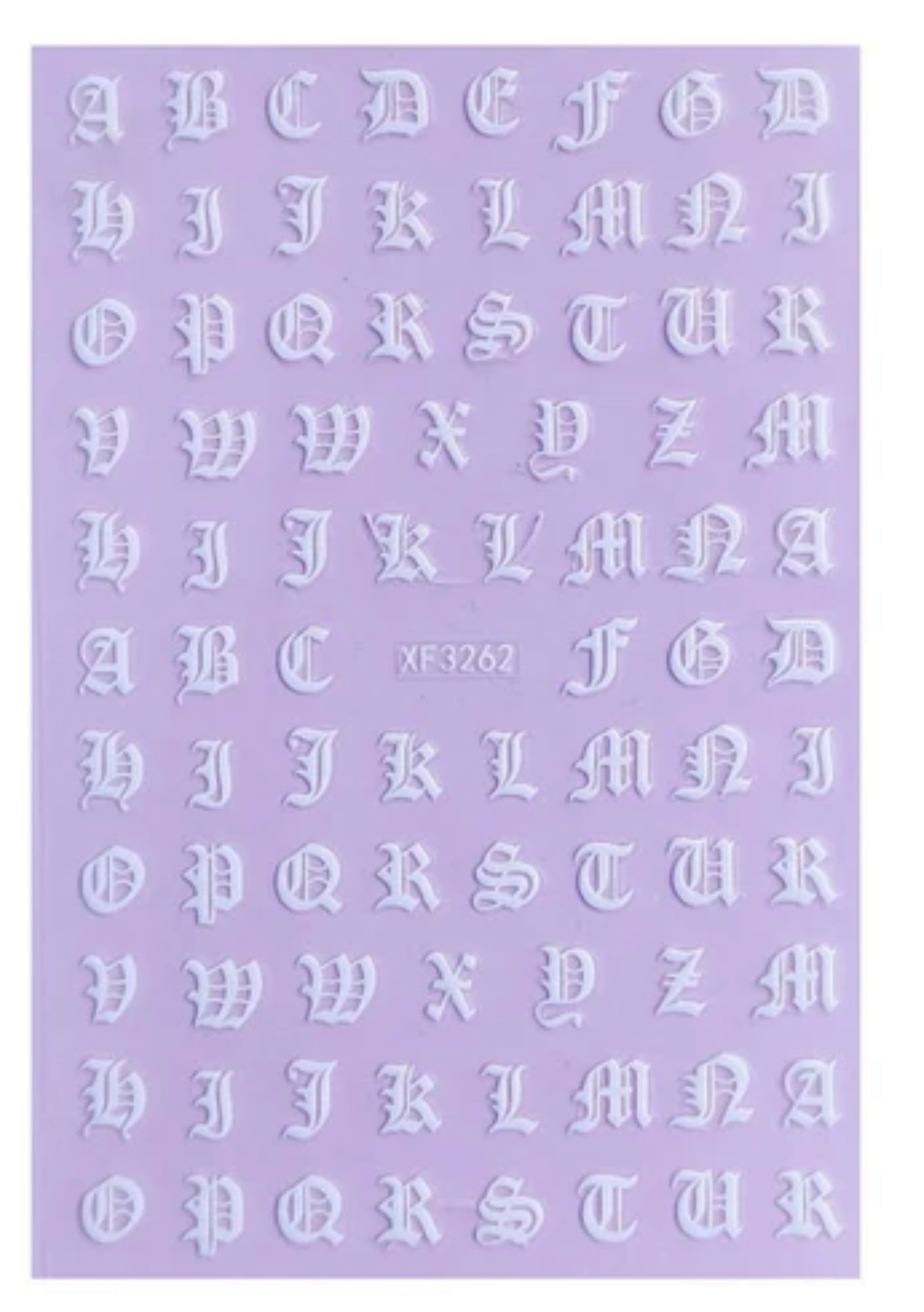 Nail Sticker Old English Letters White XFW3262 Premier Nail Supply