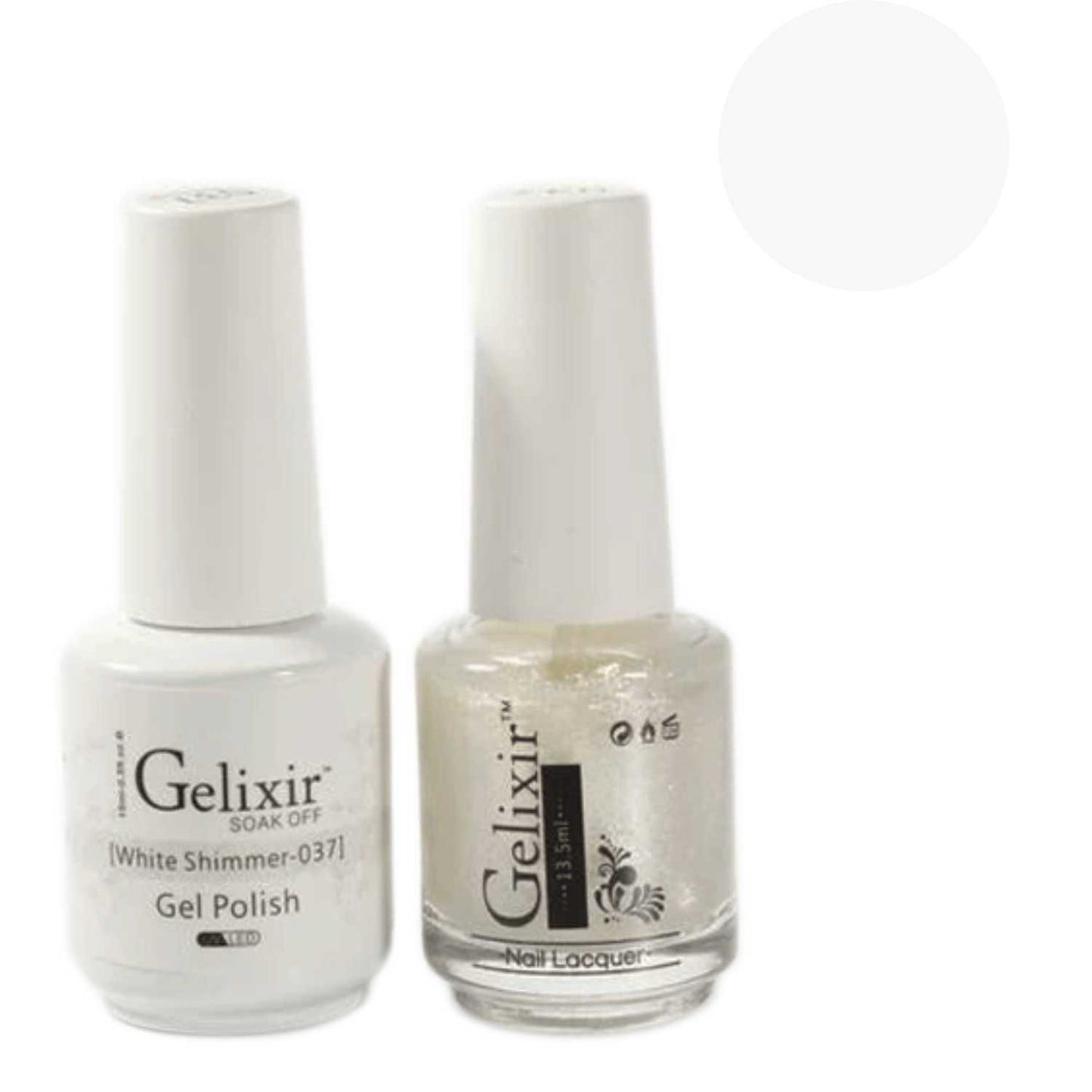 Gelixir Gel Polish & Nail Lacquer Duo White Shimmer - #37 Gelixir