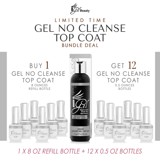 IGEL Gel Topcoat No Cleanse Refill 8 oz & 12 Bottle 0.5 oz Igel