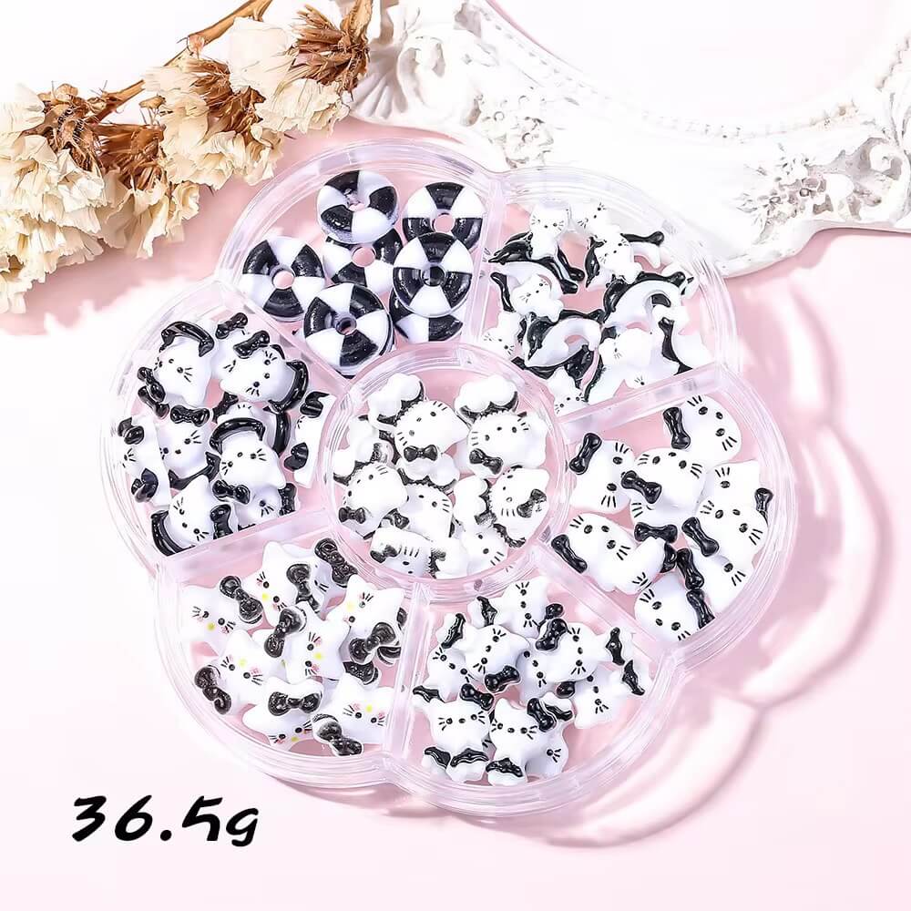 Nail Charm Black and White Hello Kitty Mix Design Premier Nail Supply