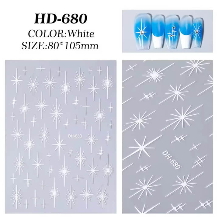 Nail Sticker White Cross Star #HD680 Premier Nail Supply