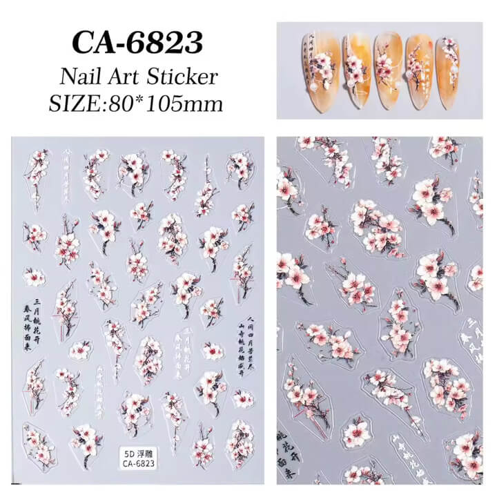 Nail Sticker 5D-Embossed Cherry Blossom 🌸 #5DCA6823 Premier Nail Supply
