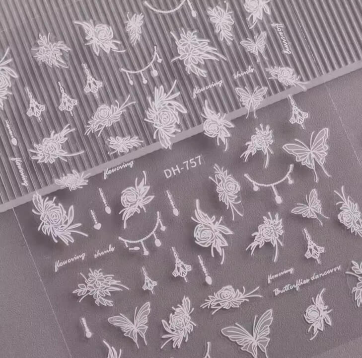 Nail Sticker White Rose #DH757 Premier Nail Supply