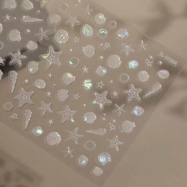 Nail Sticker White Seashells with Star Fish #SL1038A Premier Nail Supply