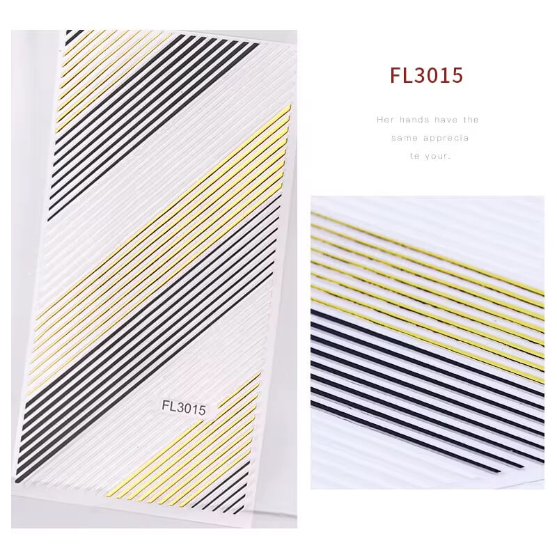 Nail Sticker Line White,Gold,Black #FL3015 Premier Nail Supply