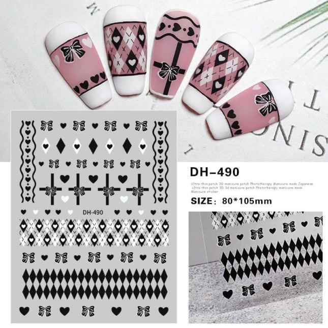 Nail Sticker Black Bow Cross Design -DH490 Premier Nail Supply