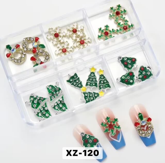 Nail Charm Christmas Tree, Snowflake Rhinestone #XZ120