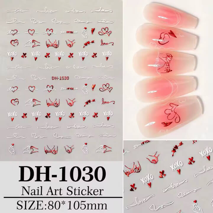 Nail Sticker Valentine Xoxo #DH1030 Premier Nail Supply