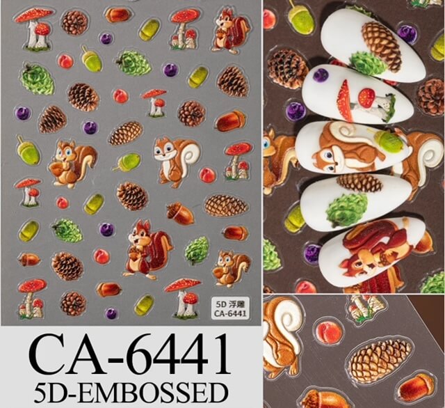 Nail Sticker Squirrels - Pine Cones 5D-CA6441 Premier Nail Supply