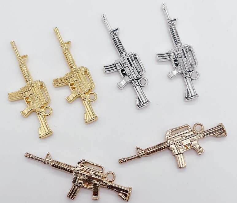 3D Nail Charm Gold Silver Rosegold Gun Design 2pcs/bag Premier Nail Supply