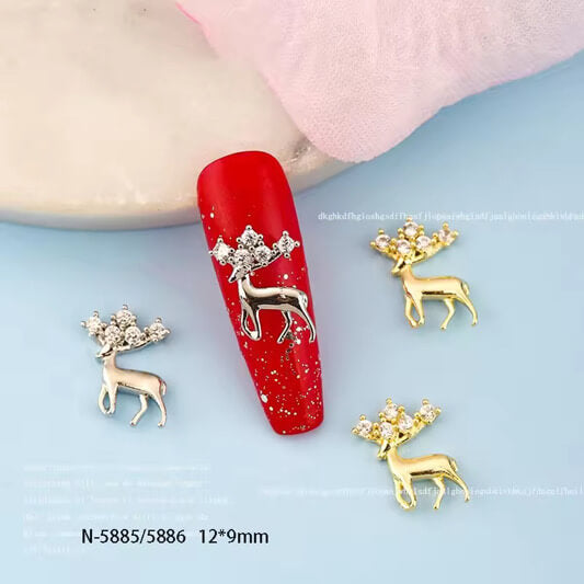 Nail Charm Reindeer with Rhinestone 2pcs/Bag Premier Nail Supply
