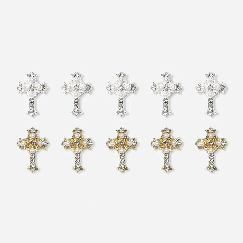 Nail Charm 3D Cross Diamond Pearl 2 pcs/bag Beyond Beauty Page