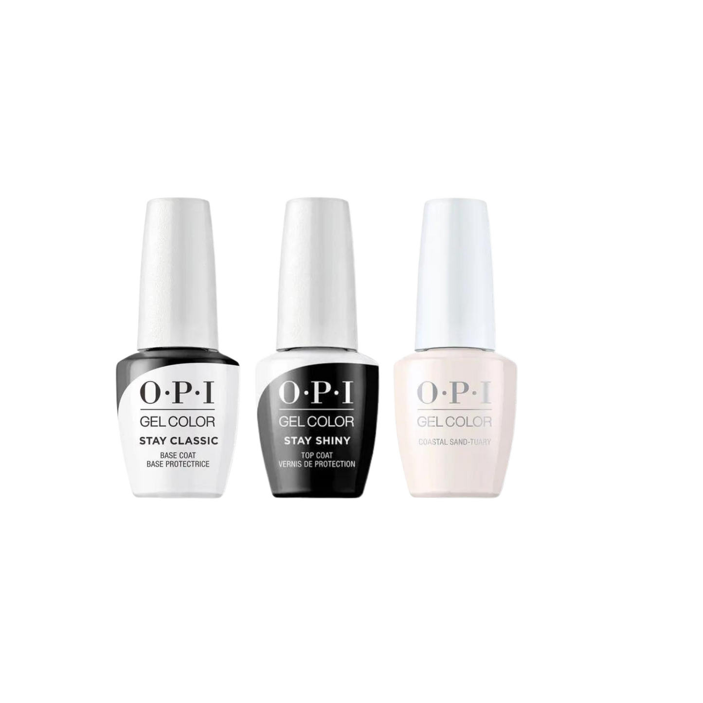 OPI Gelcolor Combo - Stay Classic Base, Shiny Topcoat & Coastal Sand-Tuary OPI