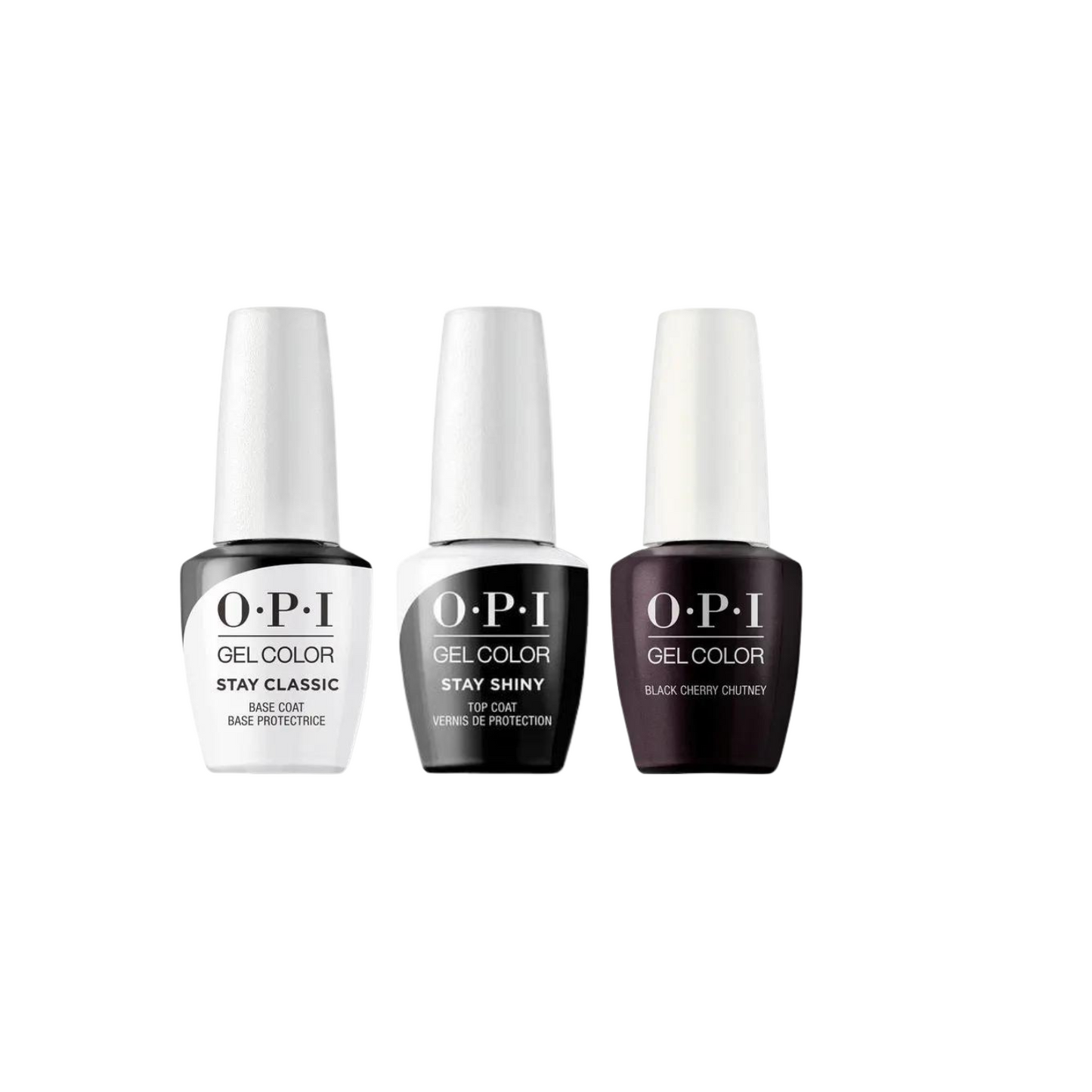 OPI Gelcolor Combo - Stay Classic Base, Shiny Topcoat & Back Cherry Chutney OPI