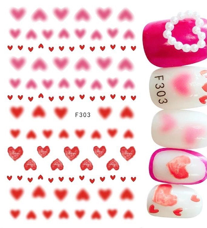Nail Sticker Red Heart F303. Premier Nail Supply
