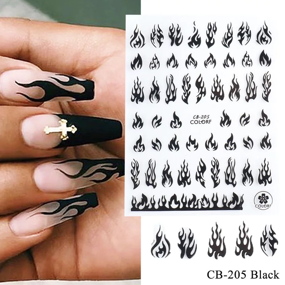 Nail Sticker Hot Black Fires CB205 Premier Nail Supply