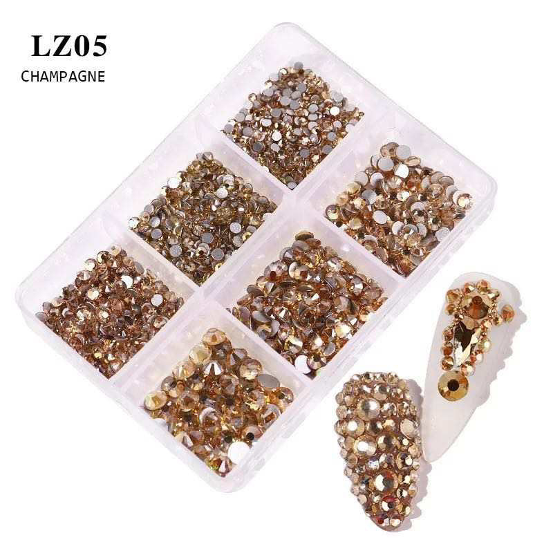 AB Champagne Rhinestone Mix Size Nail Art Decoration LZ05 Premier Nail Supply