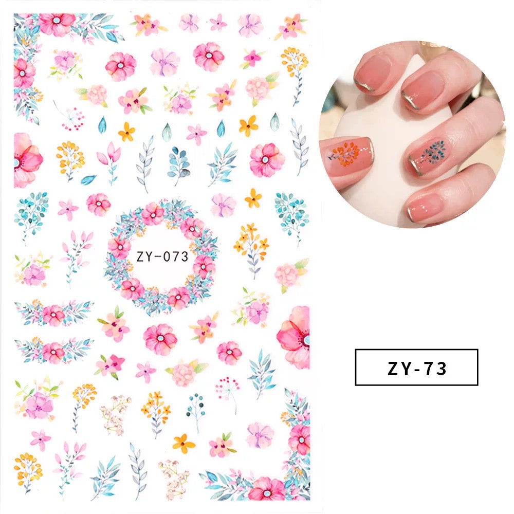 Nail Sticker Beautiful Flowers ZY073 Premier Nail Supply