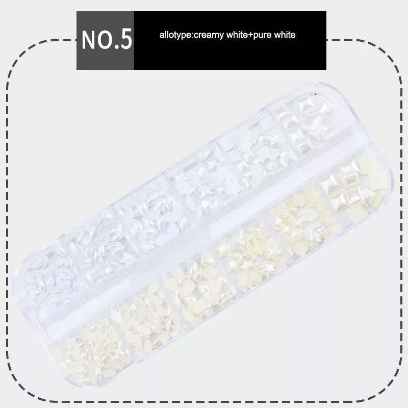 Rhinestones Mix Style Pearls Creamy White MSPC5 Premier Nail Supply