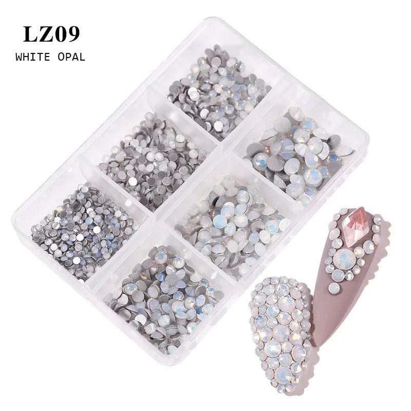 AB White Opal Rhinestone Mix Size Nail Art Decoration LZ09 Premier Nail Supply