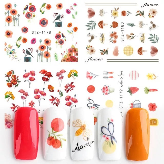 Nail Sticker Birds N Bees Flower STZ-1178 Premier Nail Supply
