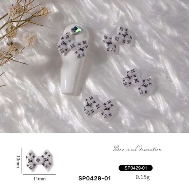 Nail Charm Resin Black and White Bow Beyond Beauty Page