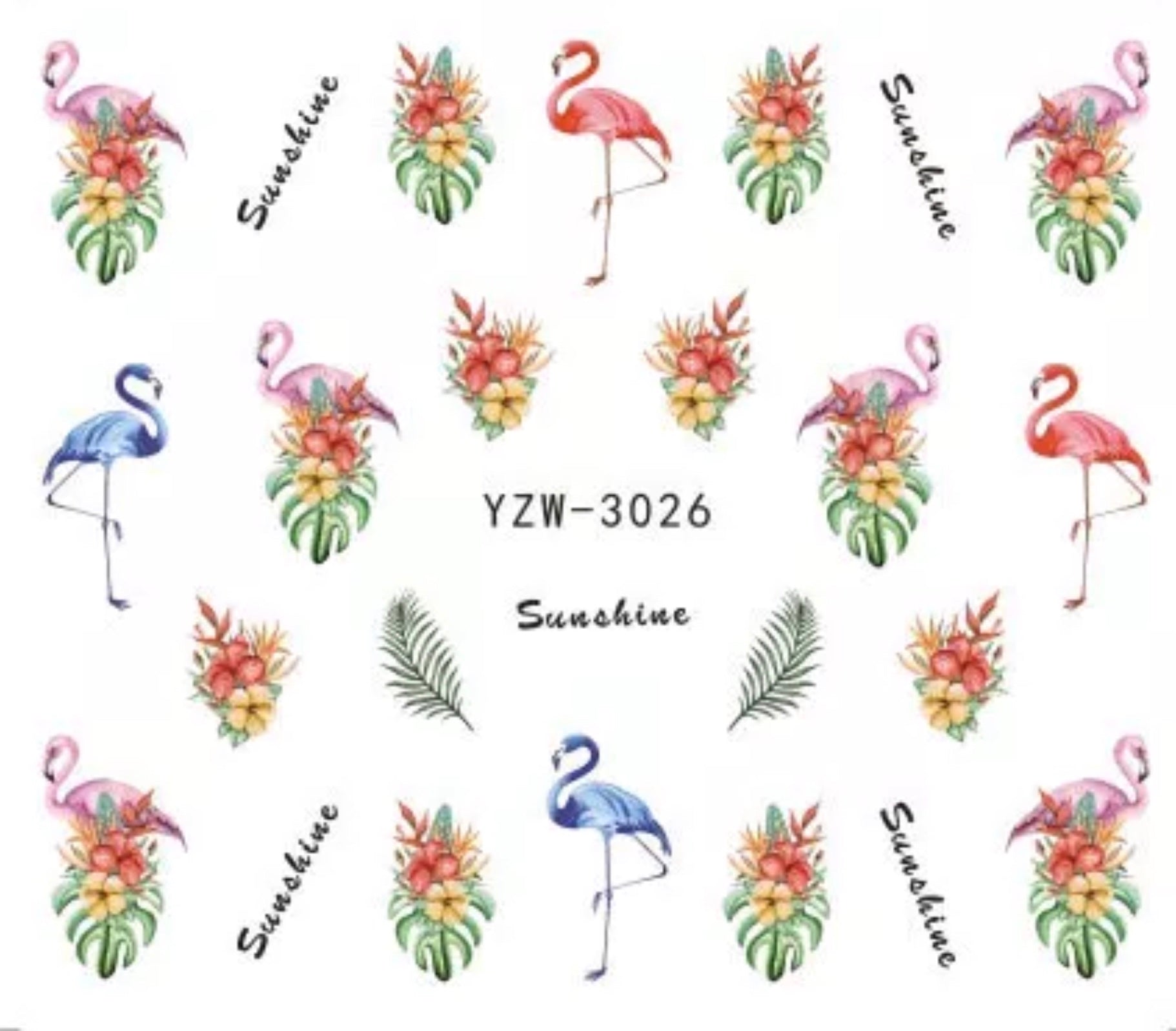 Nail Sticker Flamingo - YZW-3026 Premier Nail Supply