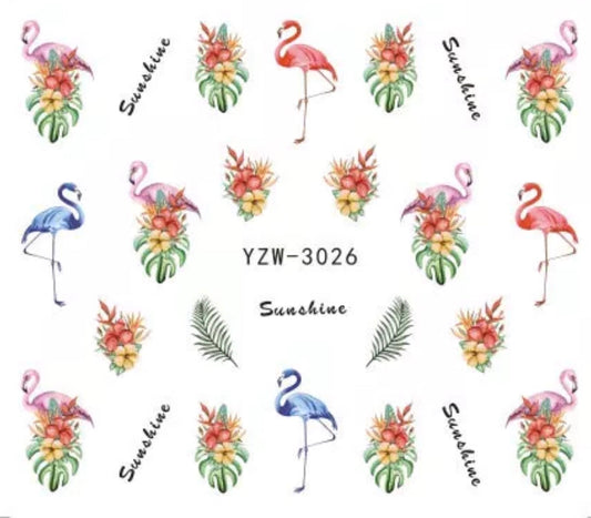 Nail Sticker Flamingo - YZW-3026 Premier Nail Supply