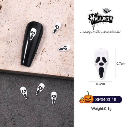 Nail Charm Halloween Skull Ghost Face White 10pcs/Bag