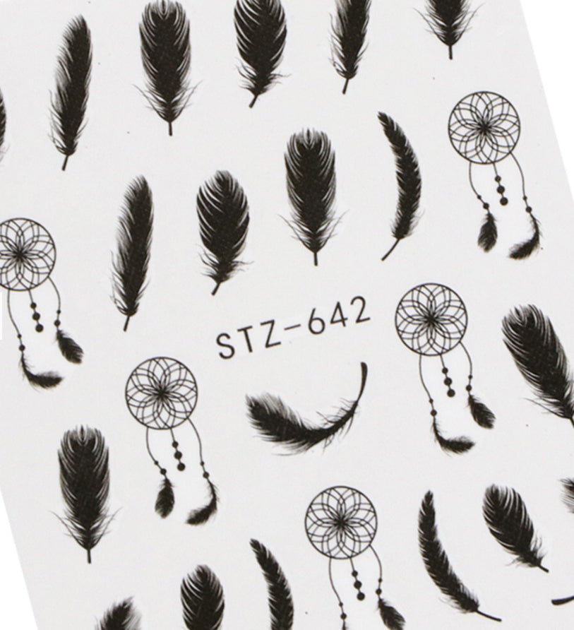Nail Sticker Black Feathers STZ-642 Premier Nail Supply