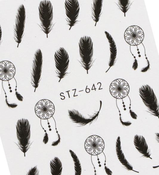 Nail Sticker Black Feathers STZ-642 Premier Nail Supply