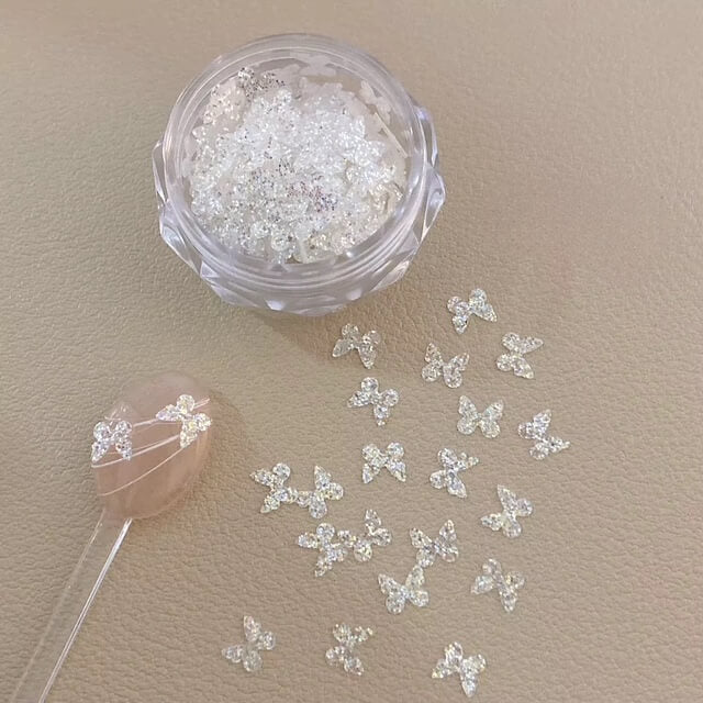 Nail Charm Glitter Sequins White Butterfly #5978 Premier Nail Supply
