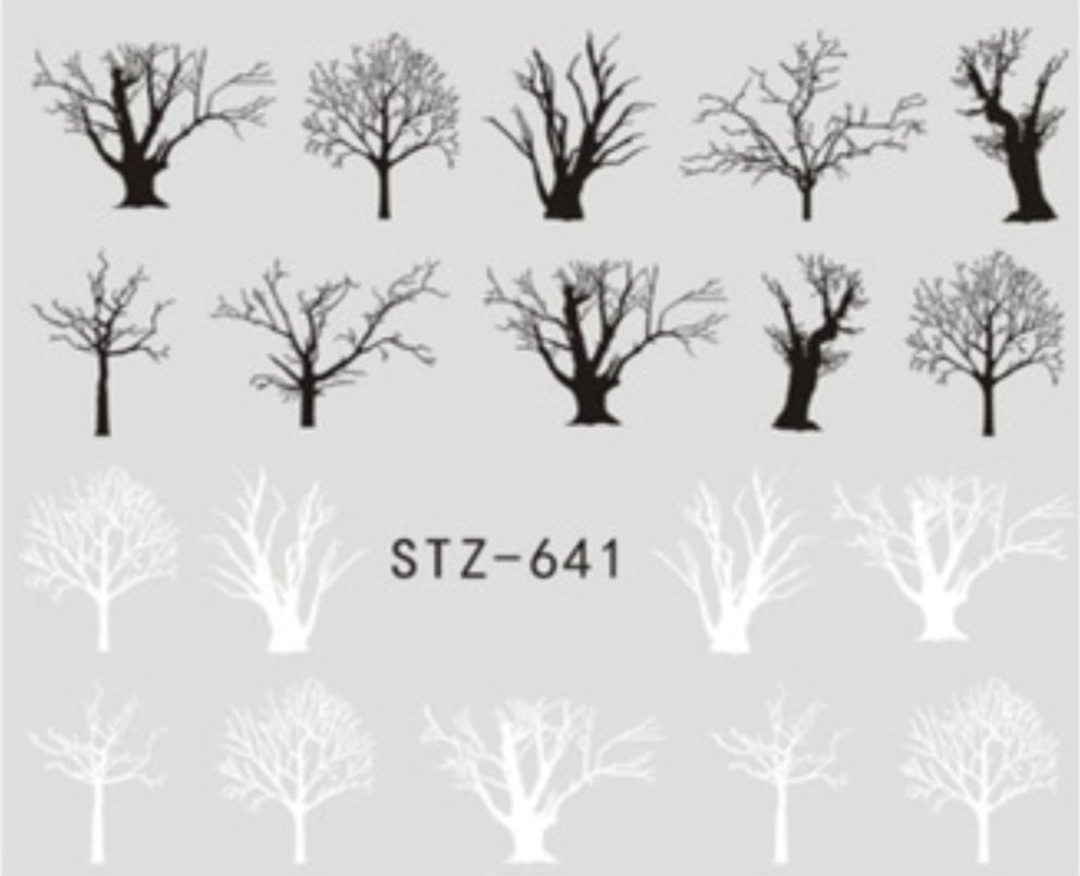 Nail Sticker Black and White Tree Design STZ-641 Premier Nail Supply