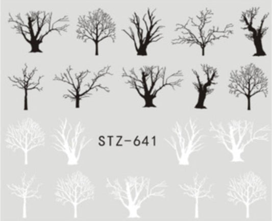 Nail Sticker Black and White Tree Design STZ-641 Premier Nail Supply