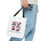 Patriotic Tote Bag with Bear Design | Barkin' for Freedom | Perfect for July 4th, Summer Picnics, Travel, and Everyday Use Printify