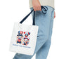 Patriotic Tote Bag with Bear Design | Barkin' for Freedom | Perfect for July 4th, Summer Picnics, Travel, and Everyday Use Printify