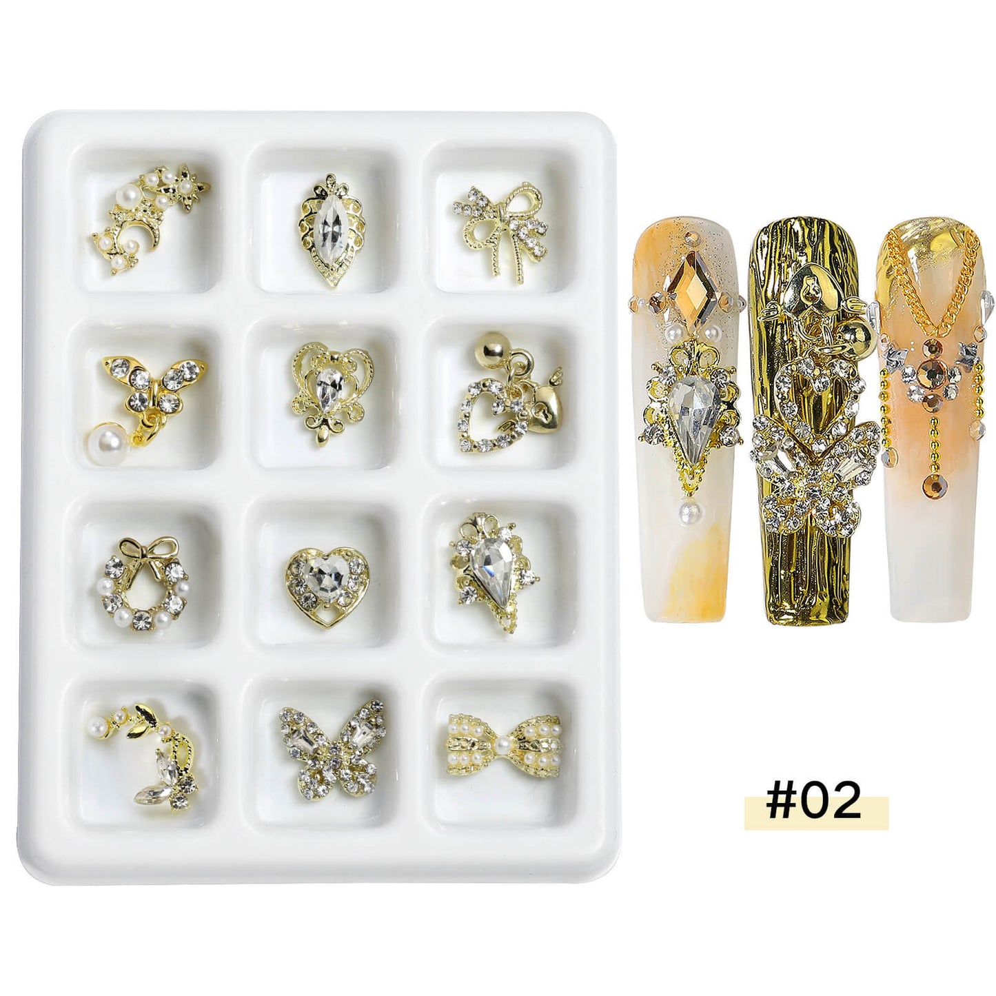 Nail Charm Gold and Silver 12pcs/set Premier Nail Supply