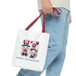 Patriotic Tote Bag with Bear Design | Barkin' for Freedom | Perfect for July 4th, Summer Picnics, Travel, and Everyday Use Printify