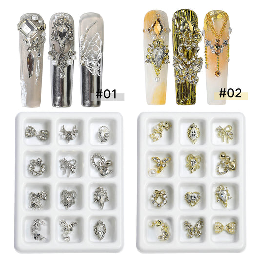 Nail Charm Gold and Silver 12pcs/set Premier Nail Supply