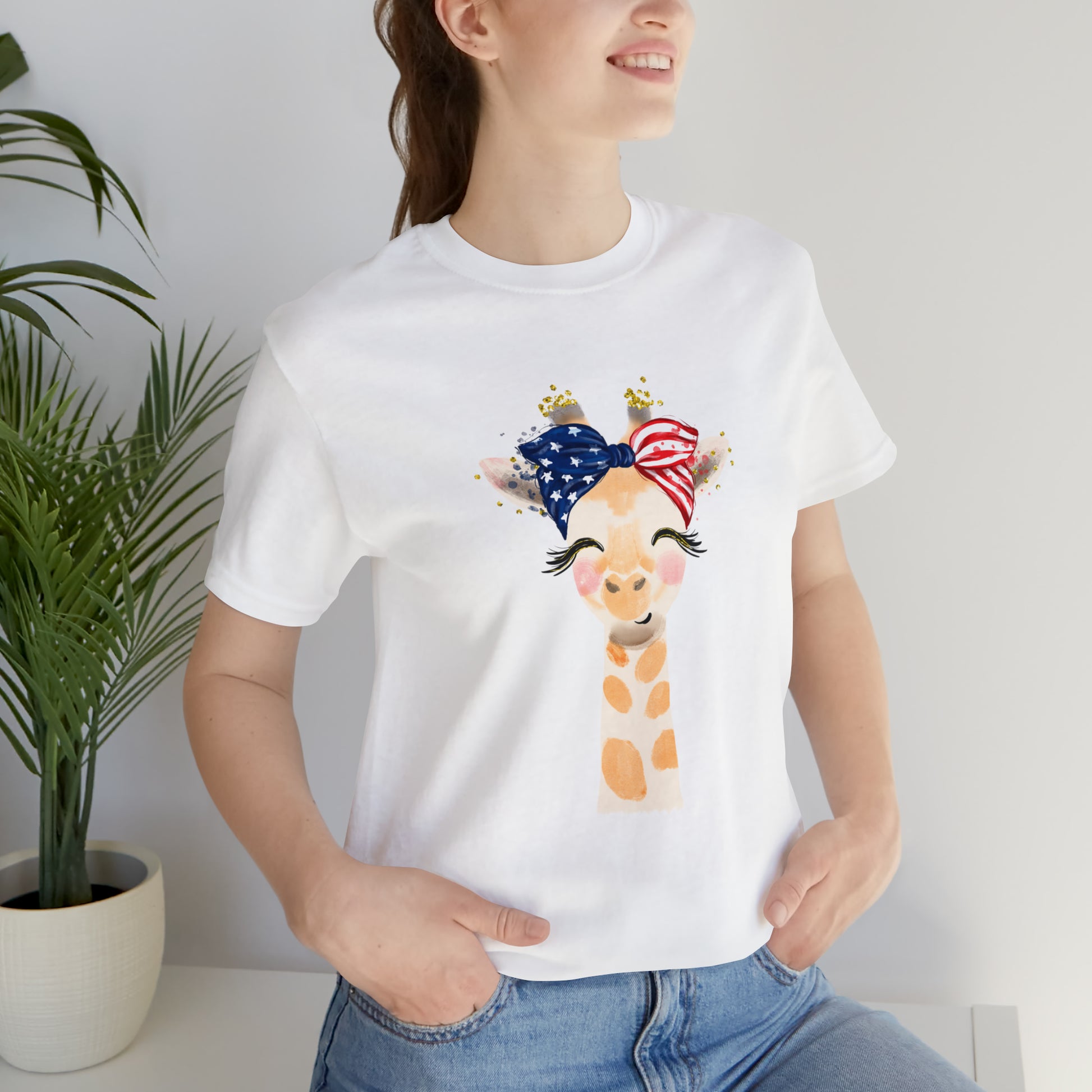 Giraffe shirt, 4th of July women's shirt, Fourth of July Tee, Cute shirt, Women shirt, Printify