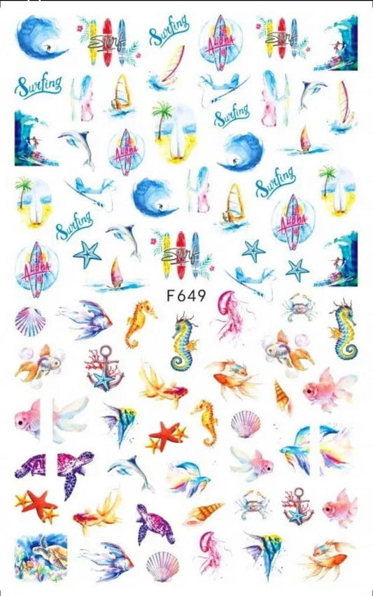 Nail Sticker Sea Animals F649 Premier Nail Supply