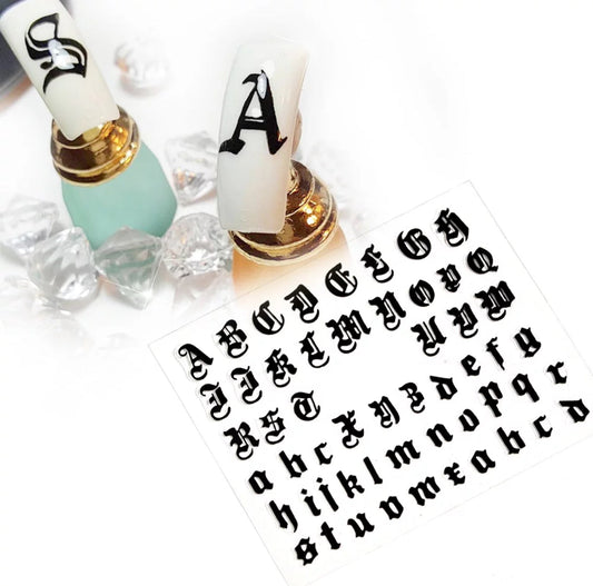 Nail Sticker Old English Letter Silver HBJY036 Premier Nail Supply