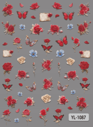 Nail Sticker Red Rose 5D #YL1087 Premier Nail Supply