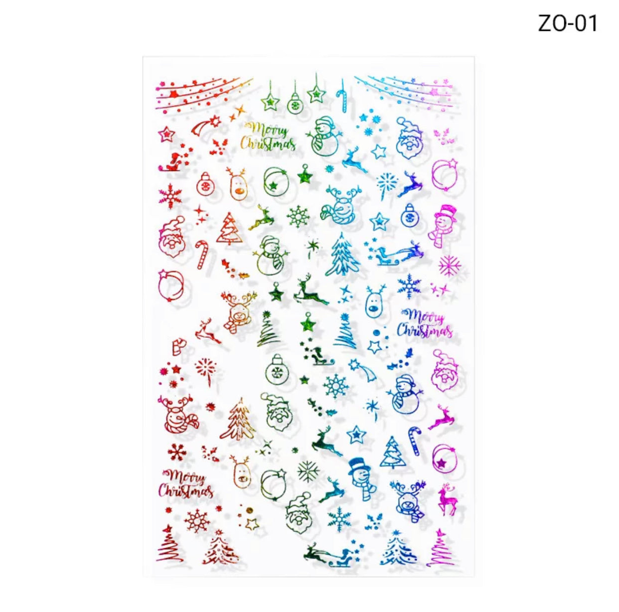 Nail Sticker Colorful Christmas Design Sticker ZO-01 Premier Nail Supply