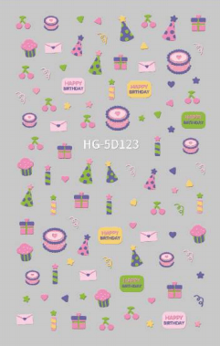 Nail Sticker Happy Birthday Cake and Hat #HG5D123 Premier Nail Supply